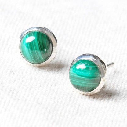 Genuine Malachite Silver or Gold Stud Earrings by Tiny Rituals