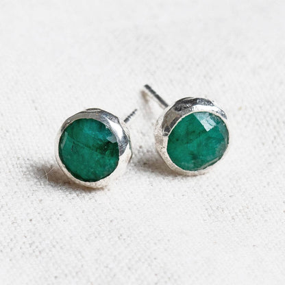 Green Jade Silver or Gold Stud Earrings by Tiny Rituals