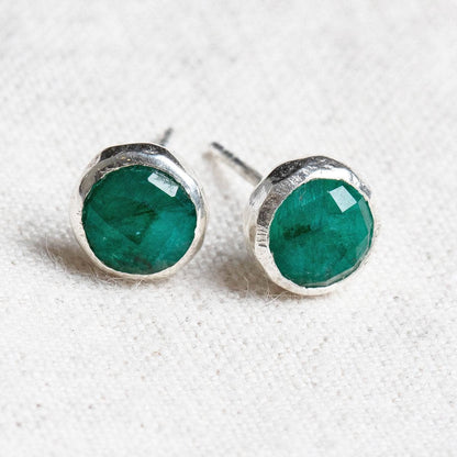 Green Jade Silver or Gold Stud Earrings by Tiny Rituals