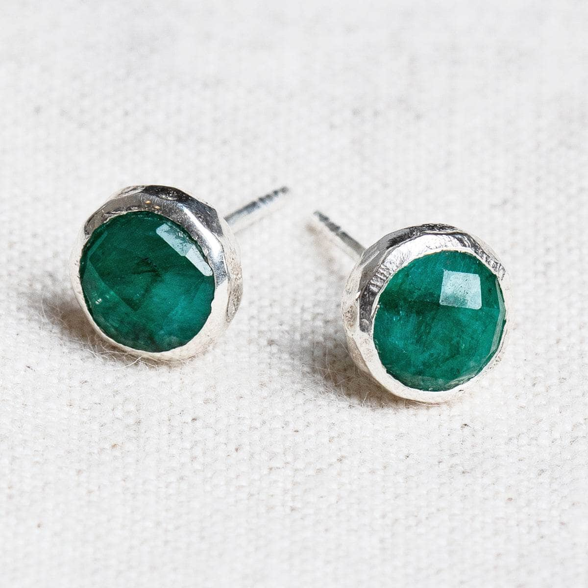 Green Jade Silver or Gold Stud Earrings by Tiny Rituals