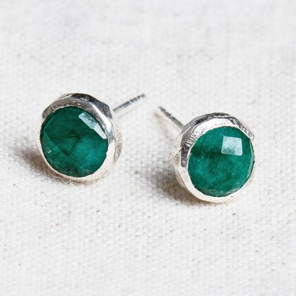 Green Jade Silver or Gold Stud Earrings by Tiny Rituals