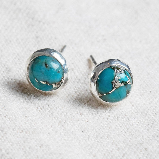 Genuine Turquoise Silver or Gold Stud Earrings by Tiny Rituals