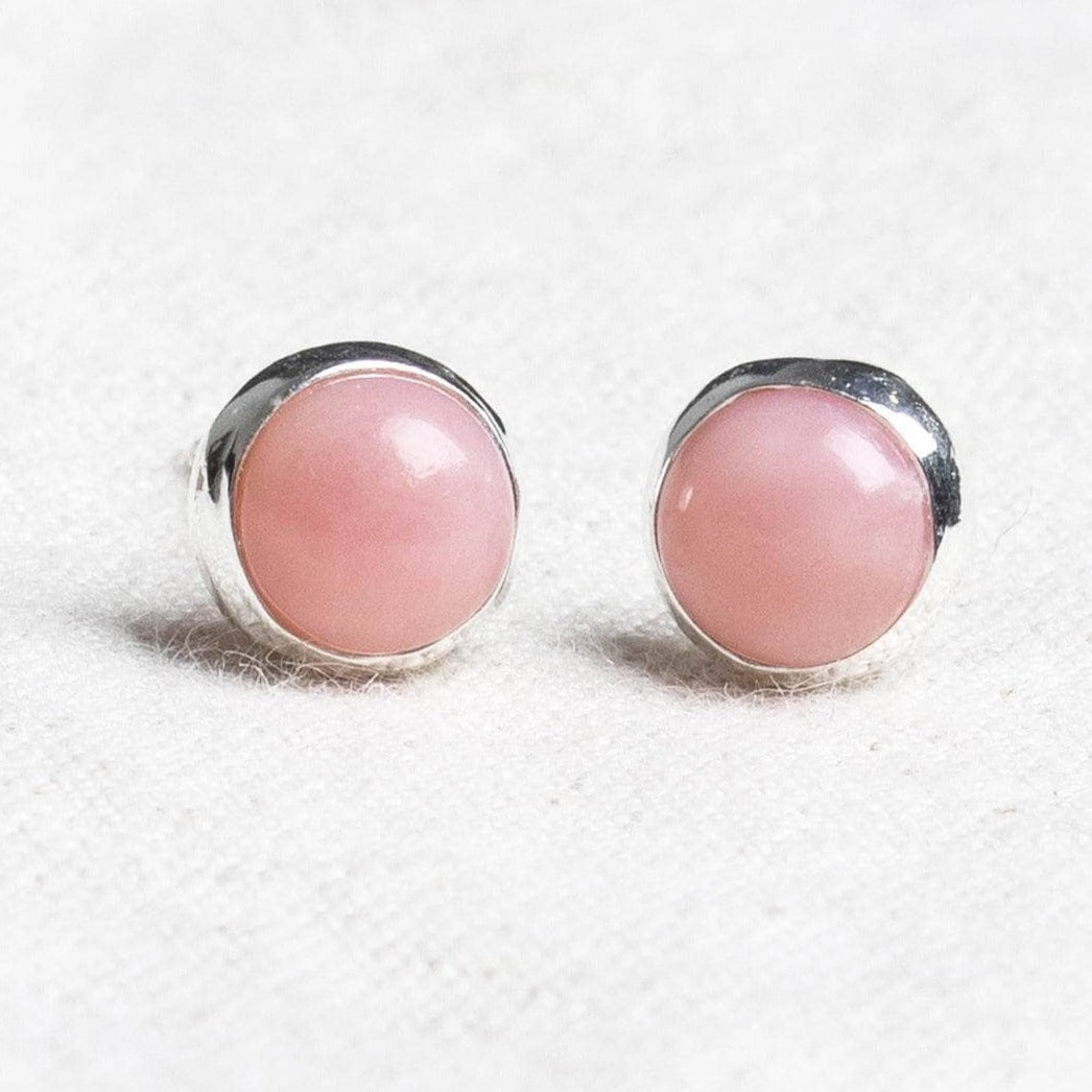 Pink Opal Silver or Gold Stud Earrings by Tiny Rituals