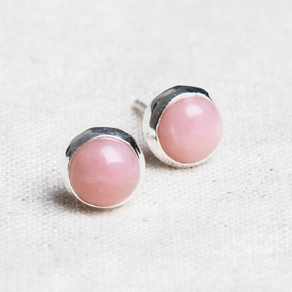 Pink Opal Silver or Gold Stud Earrings by Tiny Rituals