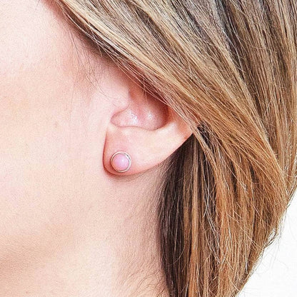 Pink Opal Silver or Gold Stud Earrings by Tiny Rituals