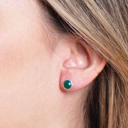 Green Jade Silver or Gold Stud Earrings by Tiny Rituals