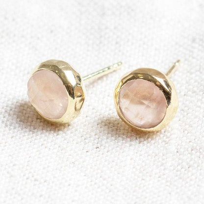 Rose Quartz Silver or Gold Stud Earring by Tiny Rituals