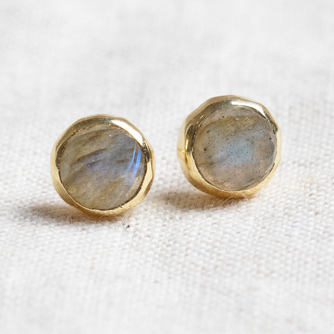 Labradorite Silver or Gold Stud Earrings by Tiny Rituals