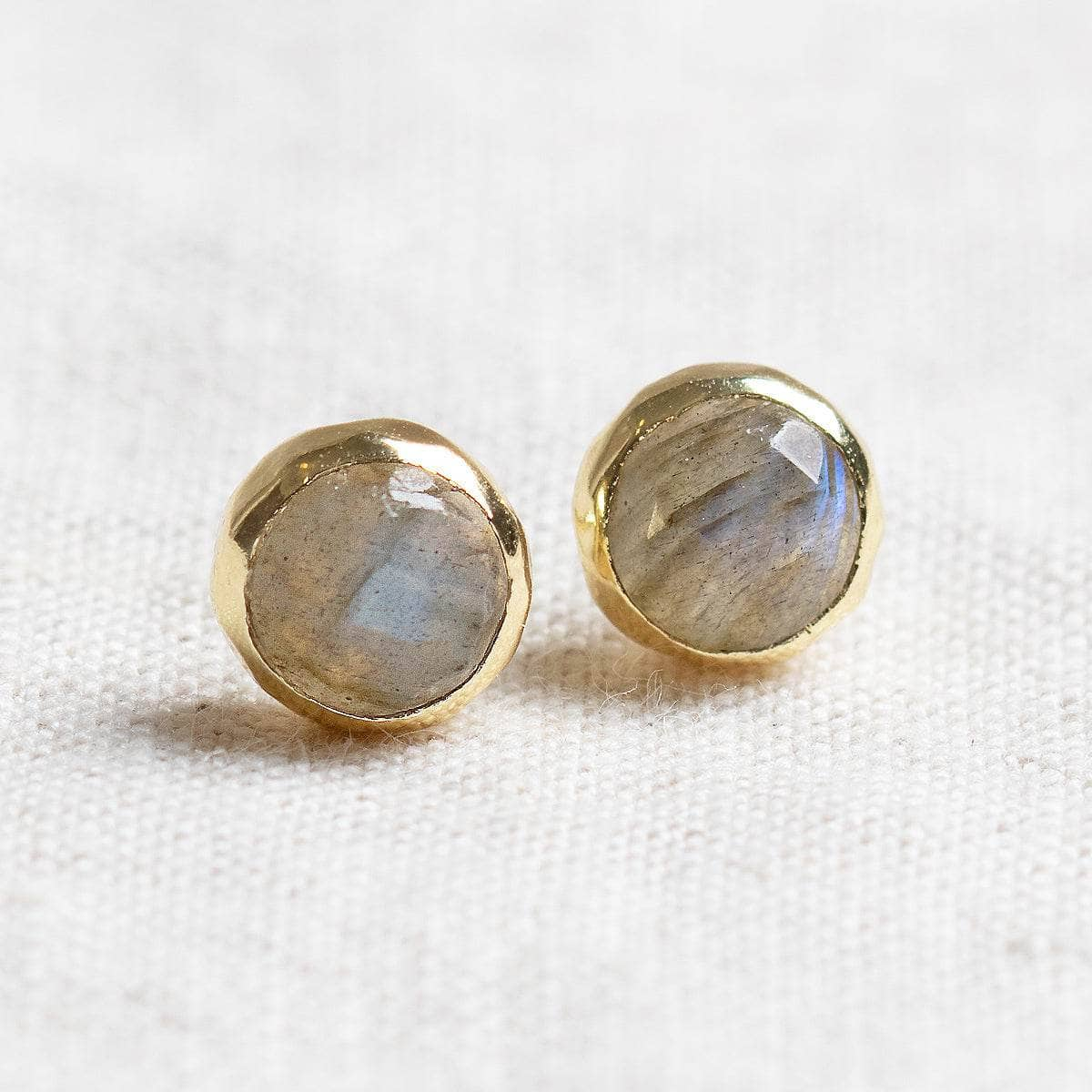 Labradorite Silver or Gold Stud Earrings by Tiny Rituals