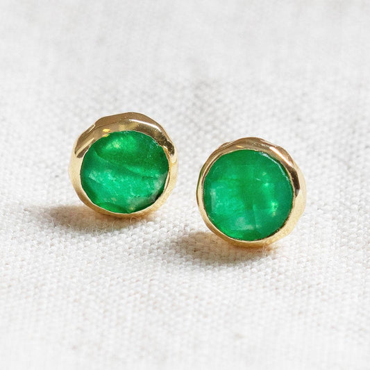 Emerald Silver or Gold Stud Earrings by Tiny Rituals