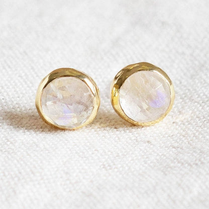 Rainbow Moonstone Silver or Gold Stud Earring by Tiny Rituals