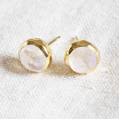 Rainbow Moonstone Silver or Gold Stud Earring by Tiny Rituals