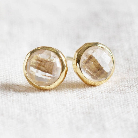 Herkimer Diamond Silver or Gold  Stud Earring by Tiny Rituals