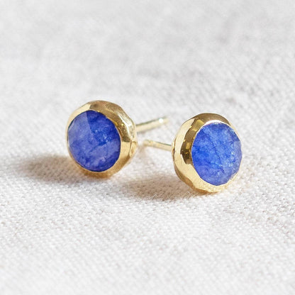 Blue Sapphire Silver or Gold Stud Earrings by Tiny Rituals