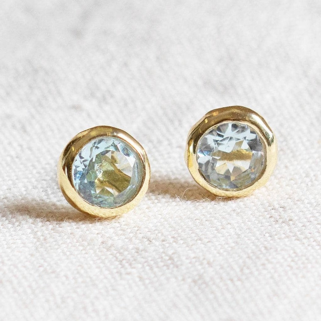 Blue Topaz Silver or Gold Stud Earrings by Tiny Rituals