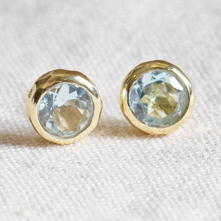 Blue Topaz Silver or Gold Stud Earrings by Tiny Rituals