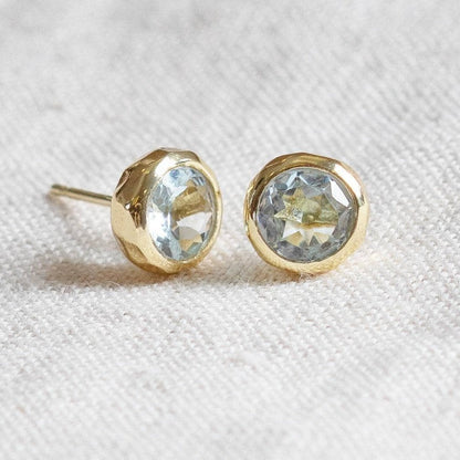 Blue Topaz Silver or Gold Stud Earrings by Tiny Rituals