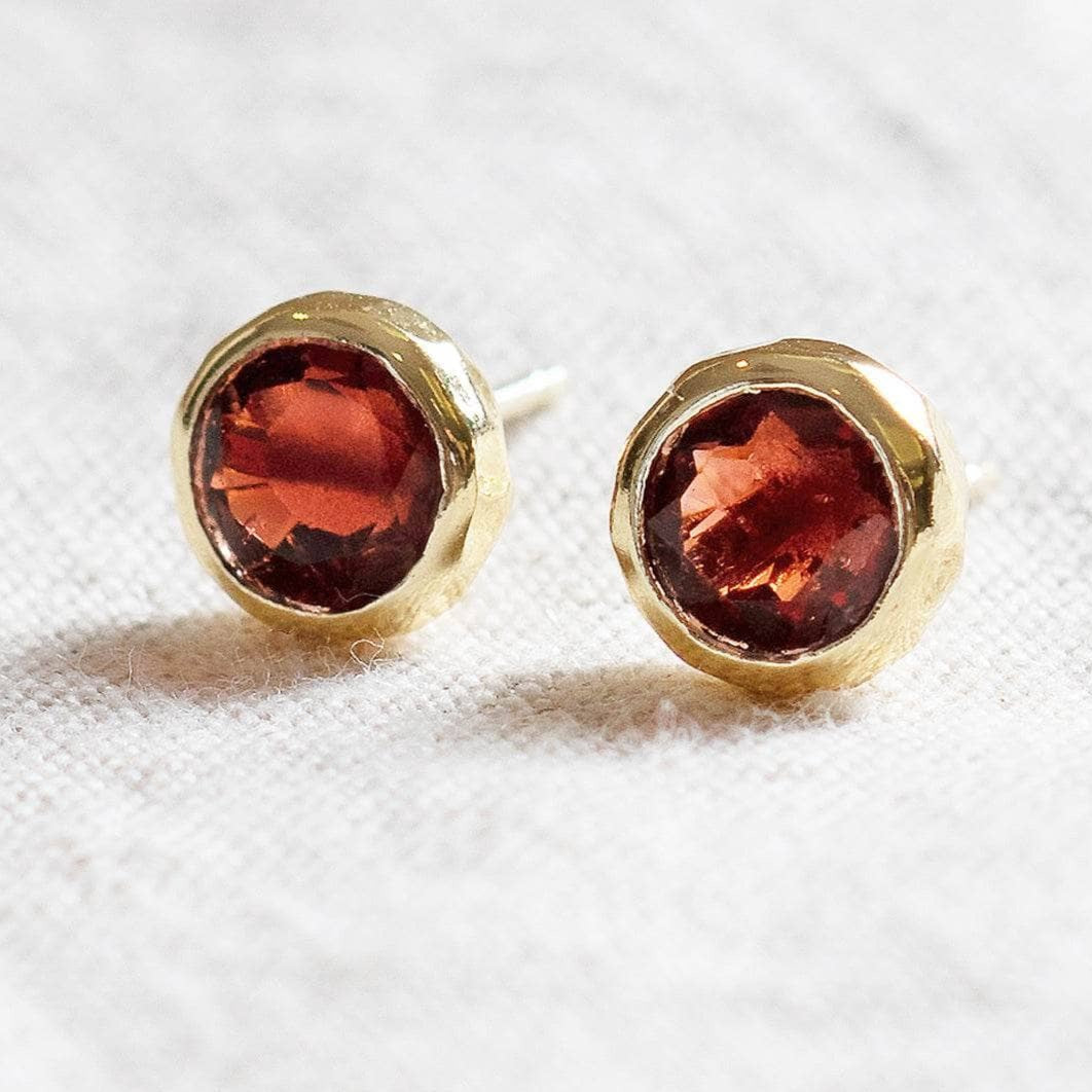 Garnet Silver or Gold Stud Earrings by Tiny Rituals