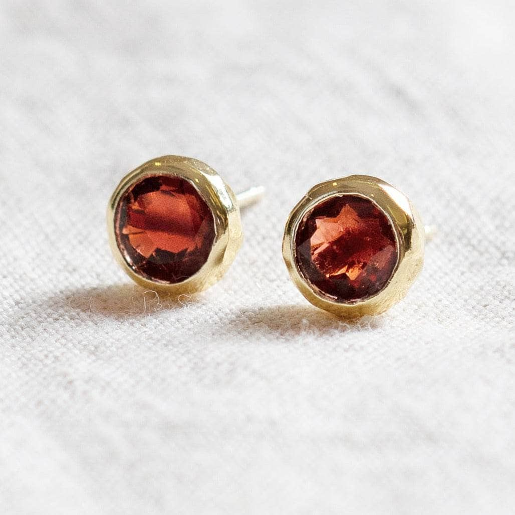 Garnet Silver or Gold Stud Earrings by Tiny Rituals