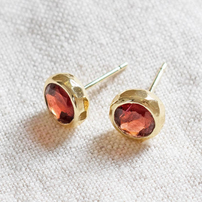 Garnet Silver or Gold Stud Earrings by Tiny Rituals