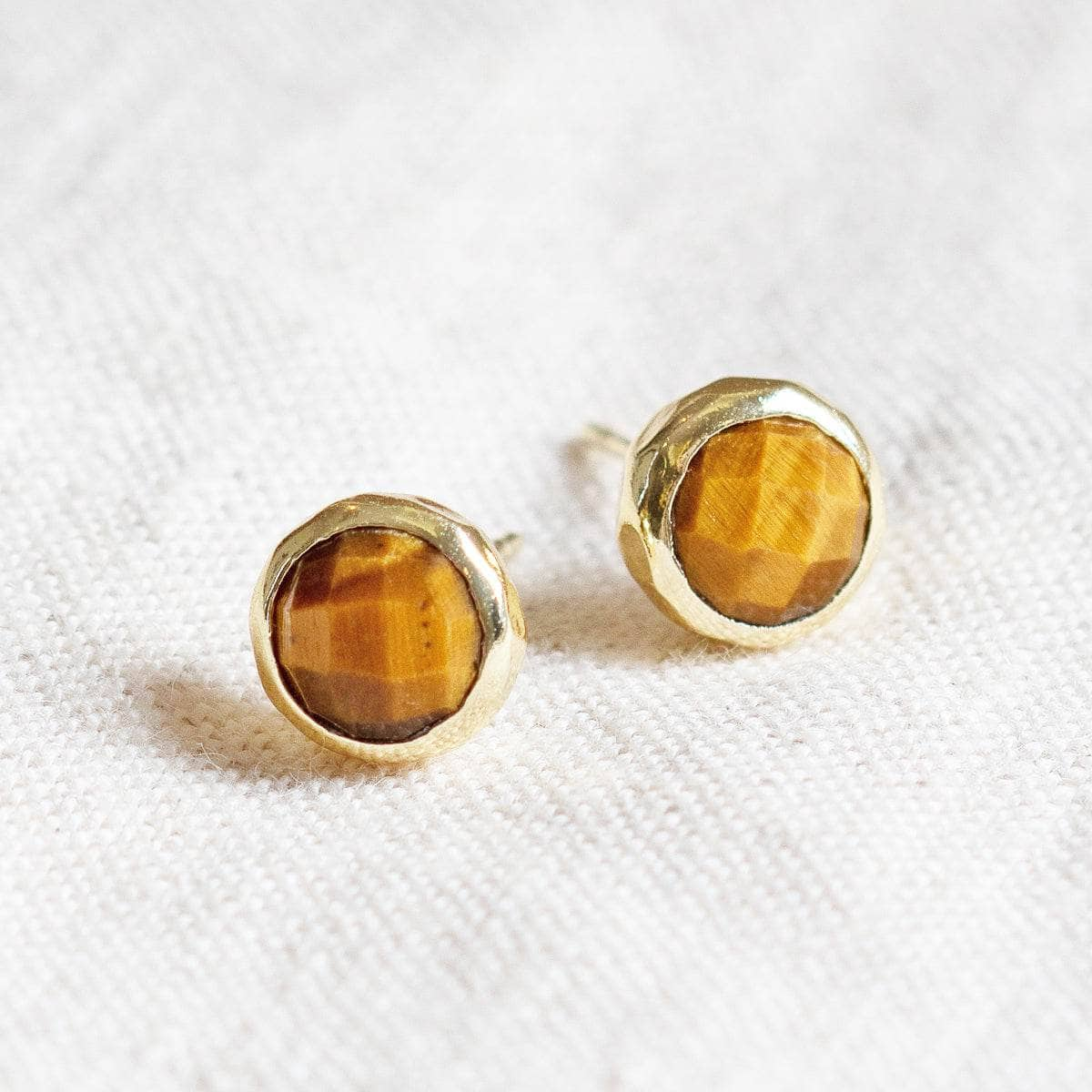 Tiger Eye Silver or Gold Stud Earrings by Tiny Rituals