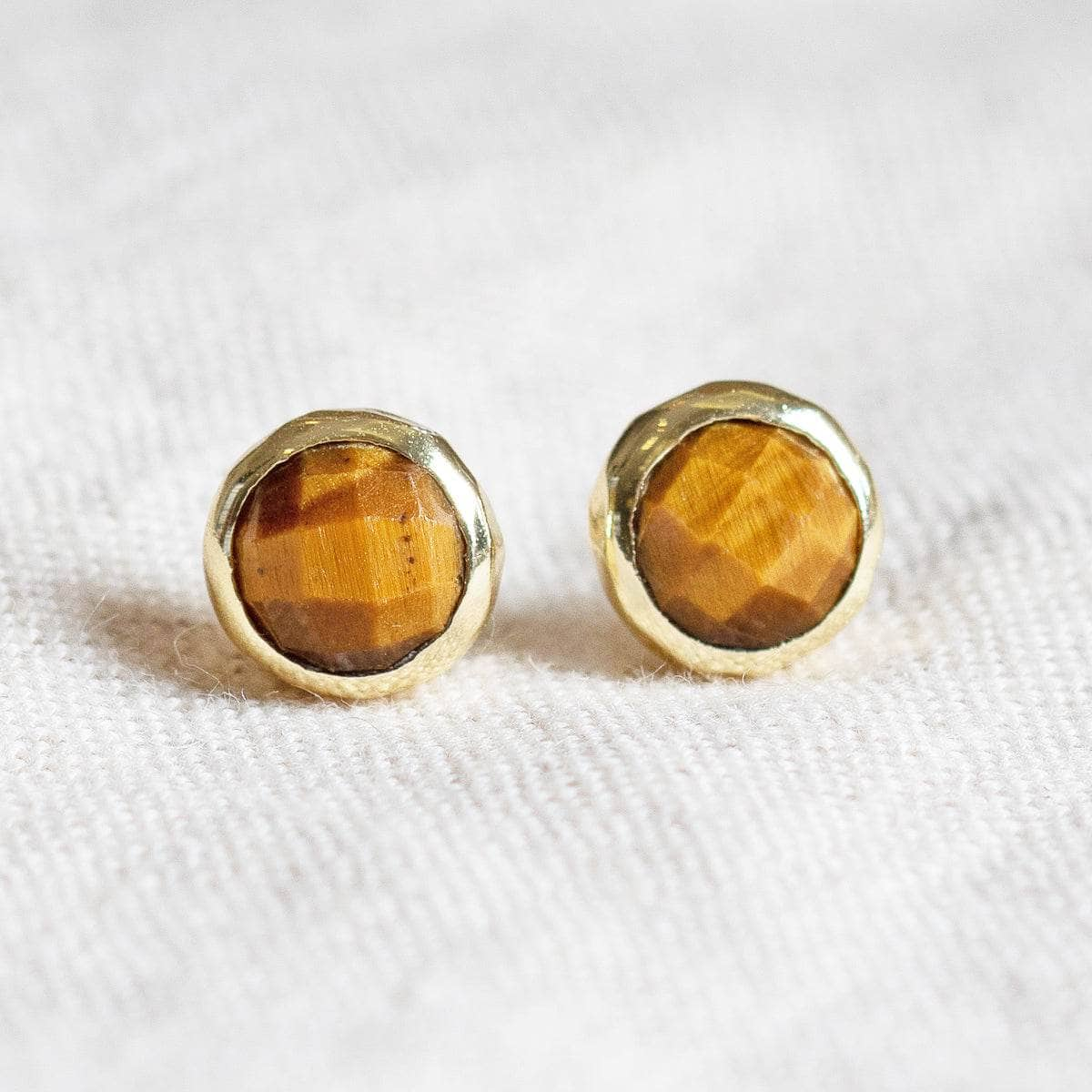 Tiger Eye Silver or Gold Stud Earrings by Tiny Rituals