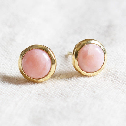 Pink Opal Silver or Gold Stud Earrings by Tiny Rituals