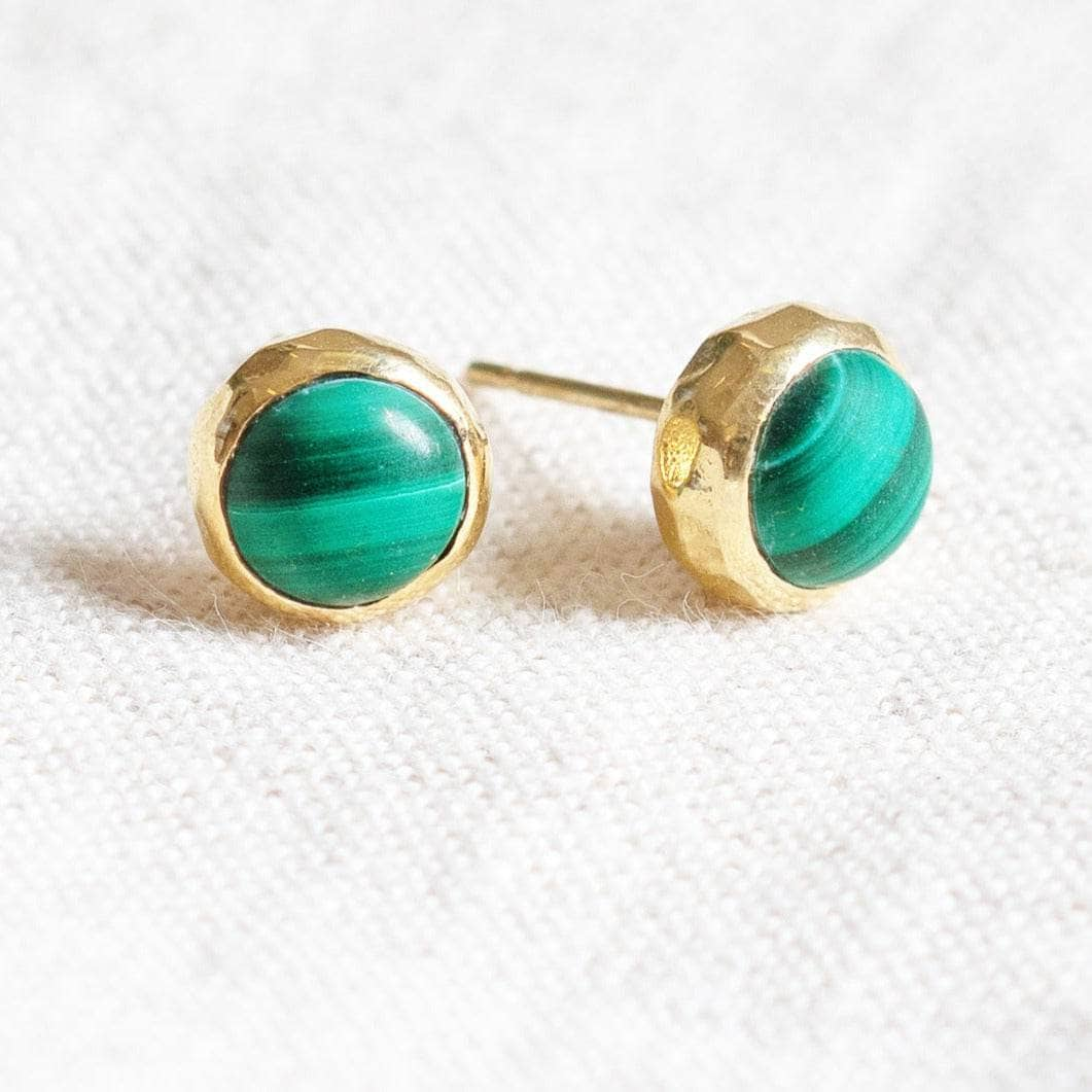 Genuine Malachite Silver or Gold Stud Earrings by Tiny Rituals