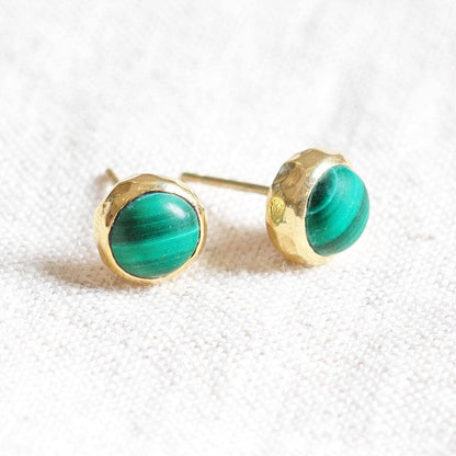 Genuine Malachite Silver or Gold Stud Earrings by Tiny Rituals