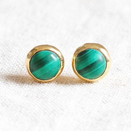 Genuine Malachite Silver or Gold Stud Earrings by Tiny Rituals