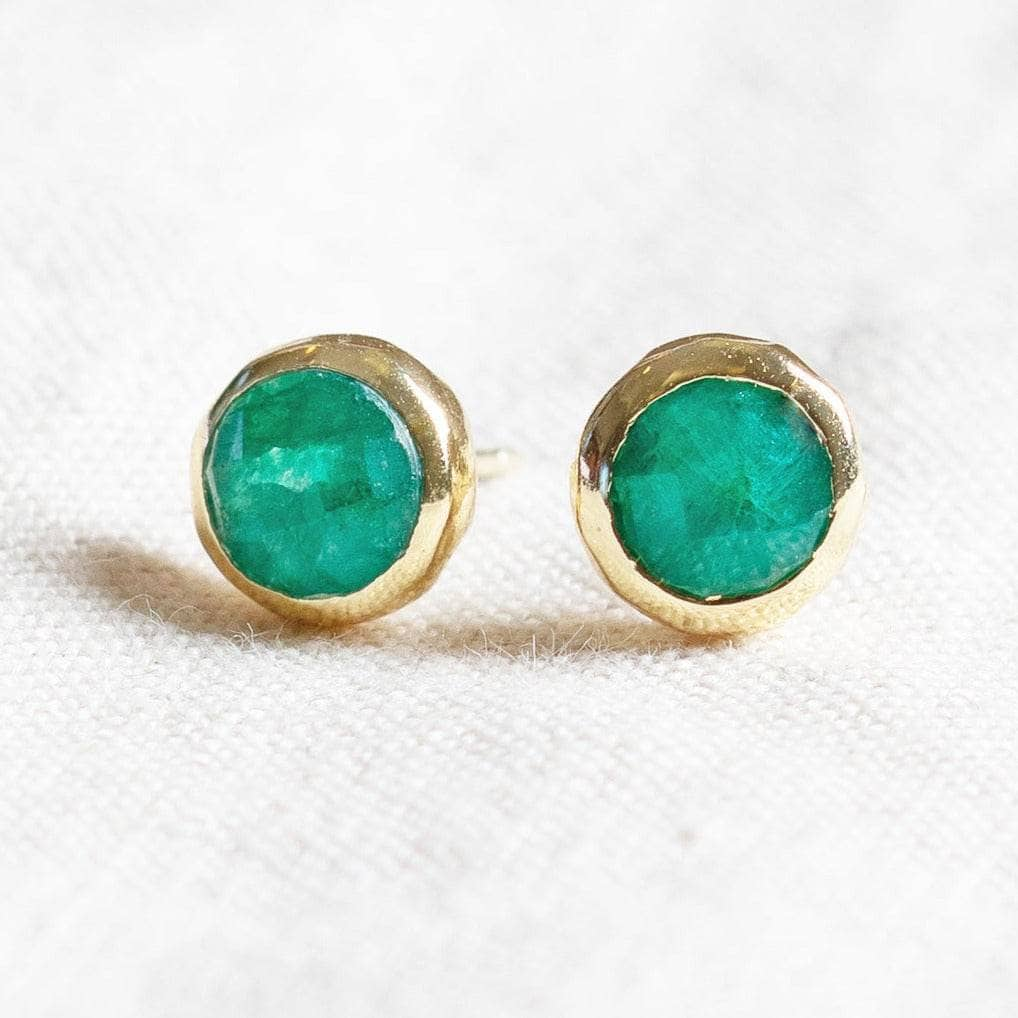 Green Jade Silver or Gold Stud Earrings by Tiny Rituals