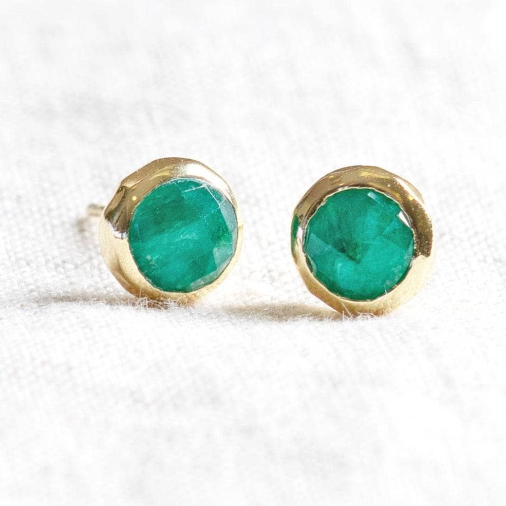 Green Jade Silver or Gold Stud Earrings by Tiny Rituals