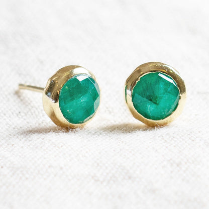 Green Jade Silver or Gold Stud Earrings by Tiny Rituals