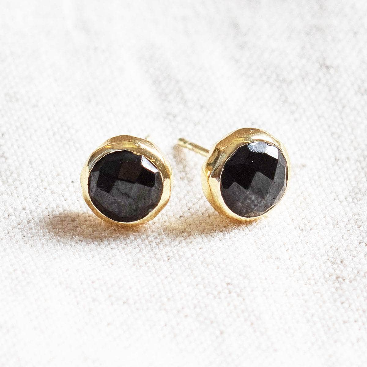 Black Tourmaline Silver or Gold Stud Earrings by Tiny Rituals