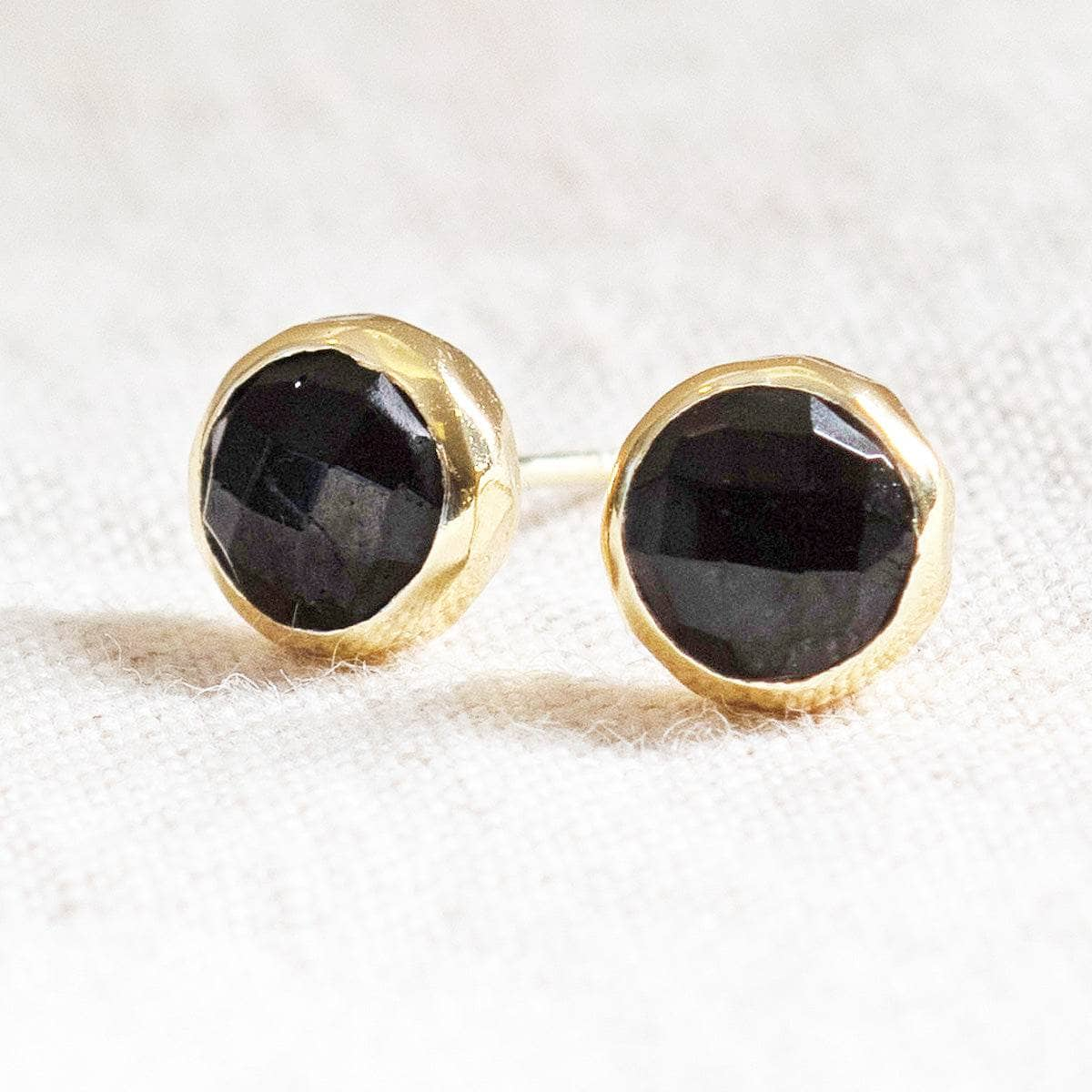 Black Tourmaline Silver or Gold Stud Earrings by Tiny Rituals