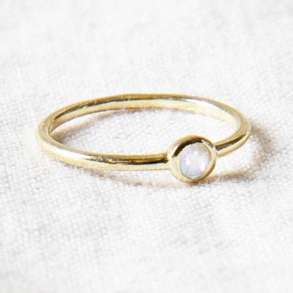 Rainbow Moonstone Silver, Gold or Rose Gold Ring by Tiny Rituals