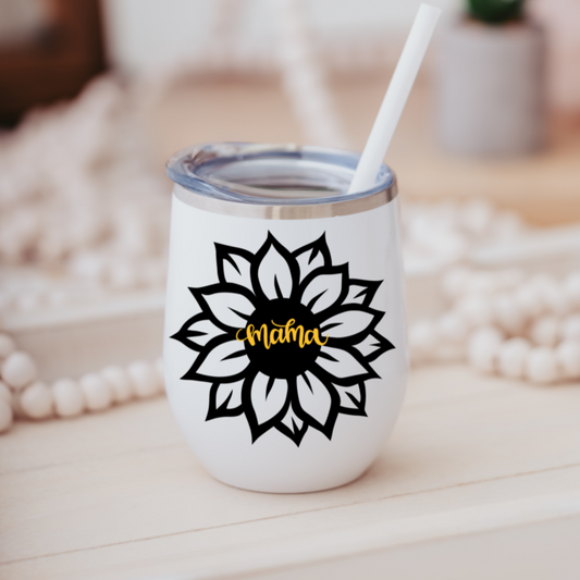 Sunflower Mama Outdoor Insulated Wine Tumbler by Salt and Sparkle