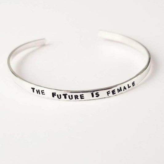 THE FUTURE IS FEMALE Skinny Cuff Bracelet by Salt and Sparkle