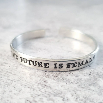 THE FUTURE IS FEMALE Stacking Cuff Bracelet by Salt and Sparkle