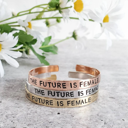 THE FUTURE IS FEMALE Stacking Cuff Bracelet by Salt and Sparkle