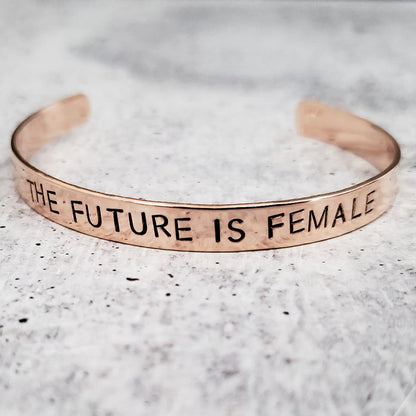 THE FUTURE IS FEMALE Stacking Cuff Bracelet by Salt and Sparkle