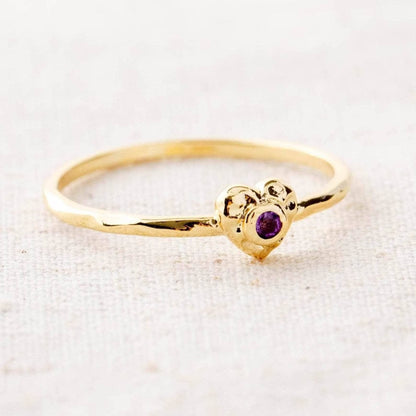 Amethyst Heart Gold Ring by Tiny Rituals