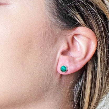 Genuine Malachite Silver or Gold Stud Earrings by Tiny Rituals