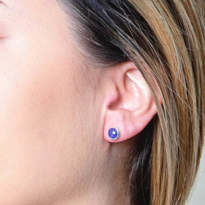 Blue Sapphire Silver or Gold Stud Earrings by Tiny Rituals