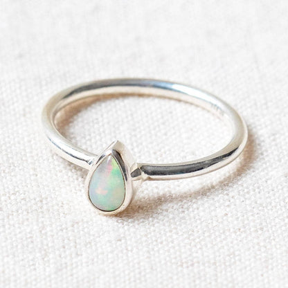 Ethiopian Opal Freeform Stackable Silver Ring by Tiny Rituals