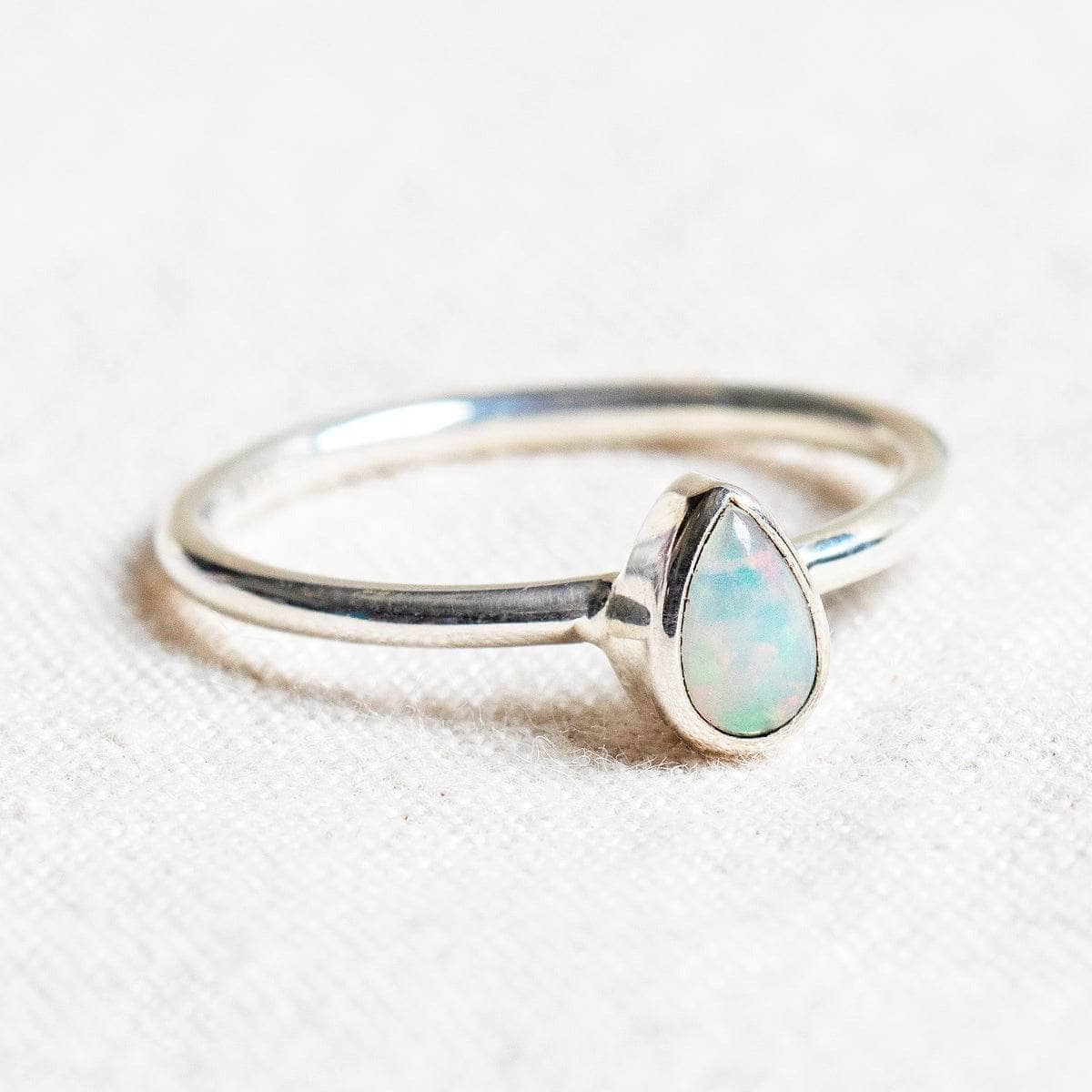 Ethiopian Opal Freeform Stackable Silver Ring by Tiny Rituals