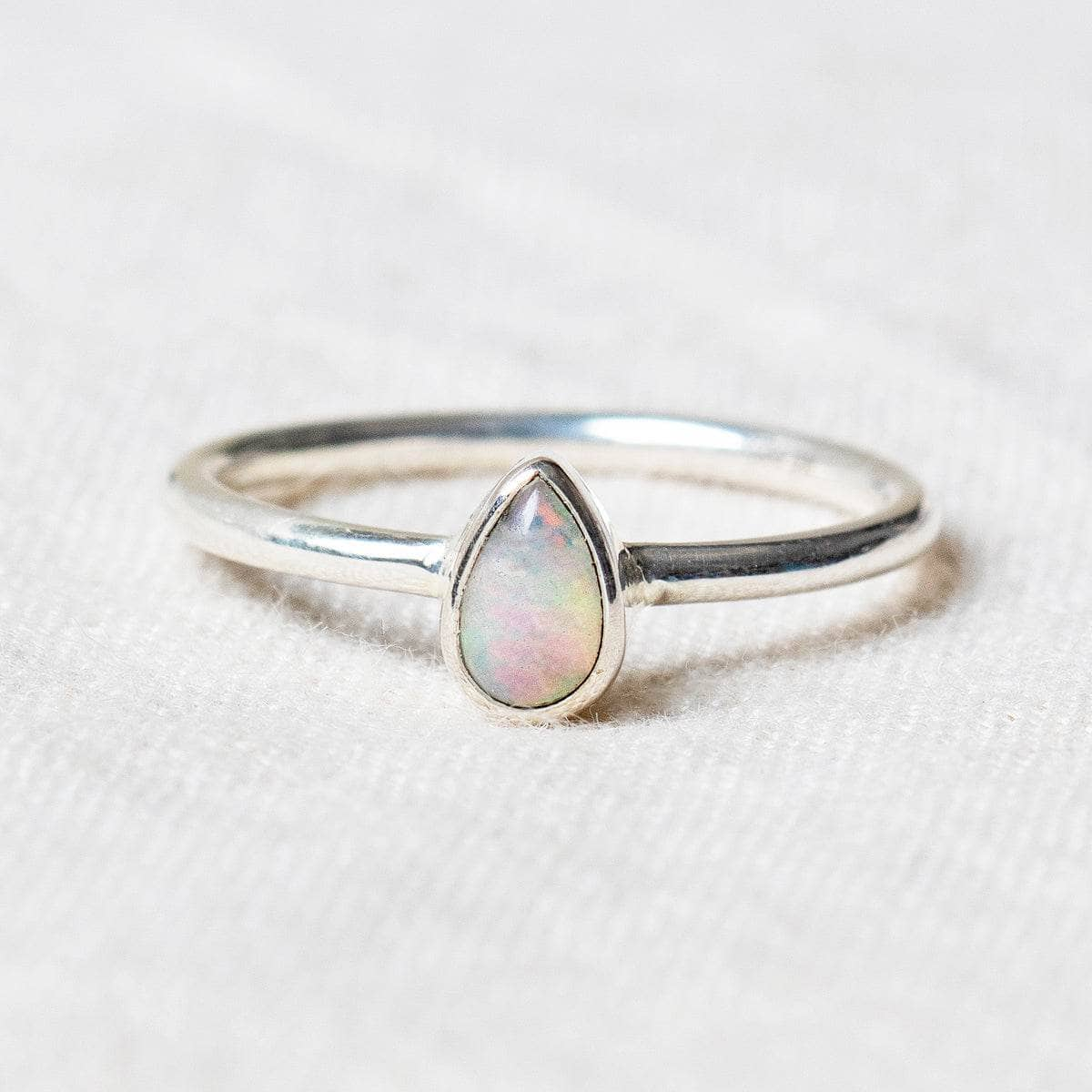 Ethiopian Opal Freeform Stackable Silver Ring by Tiny Rituals