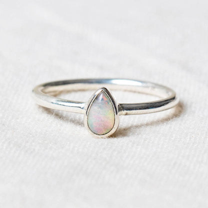 Ethiopian Opal Freeform Stackable Silver Ring by Tiny Rituals