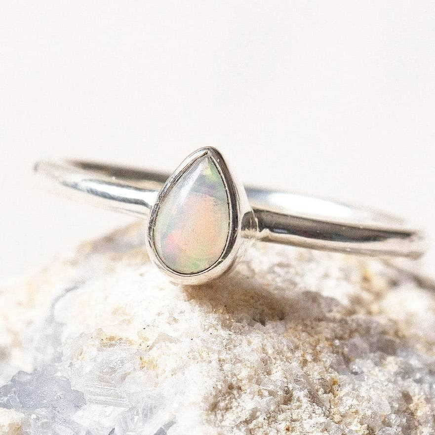 Ethiopian Opal Freeform Stackable Silver Ring by Tiny Rituals