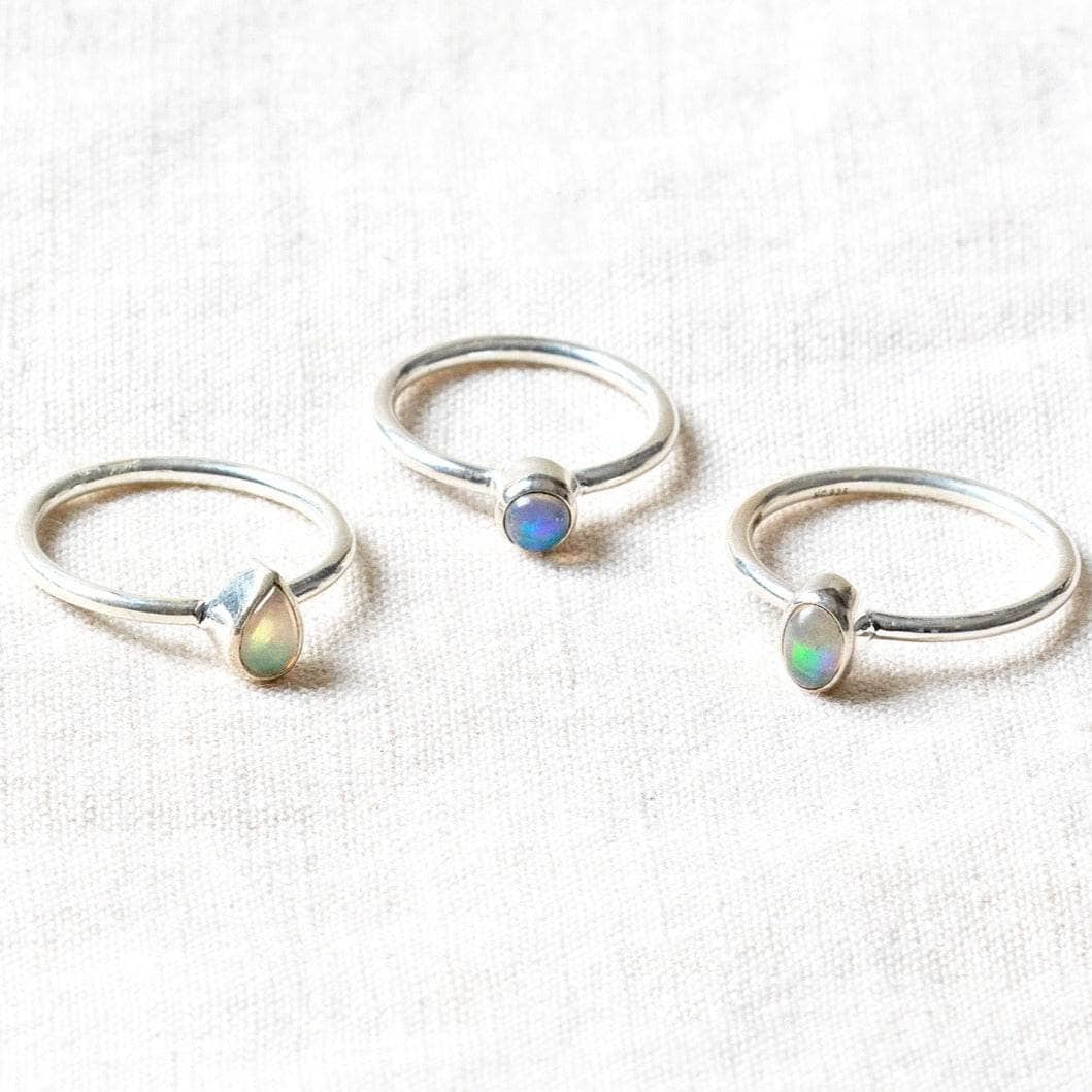 Ethiopian Opal Freeform Stackable Silver Ring by Tiny Rituals